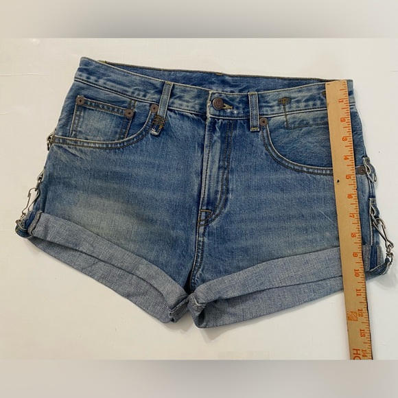 R13 $345 Hook Adjustable Cut Off Cuffed Jasper Blue Denim Jean Shorts SZ 27 - Picture 5 of 16